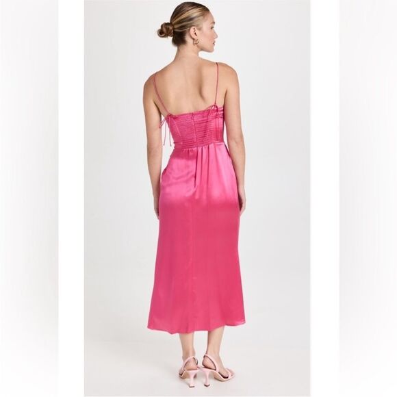 Reformation pink Marguerite silk midi dress in Flambé NWT $328 - Picture 9 of 11